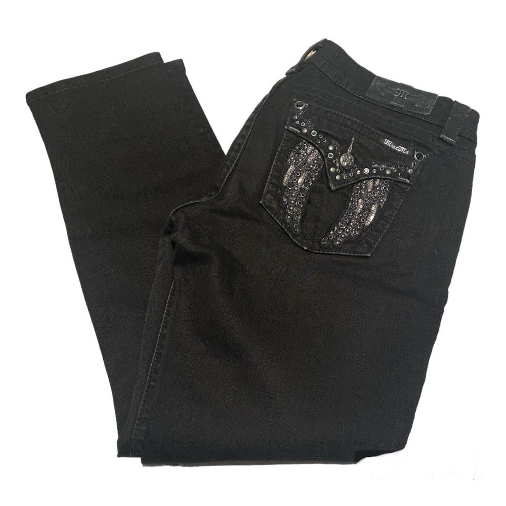 Miss Me Black Skinny Jeans Denim Signature Skinny Bling Western Women’s 32 EUC